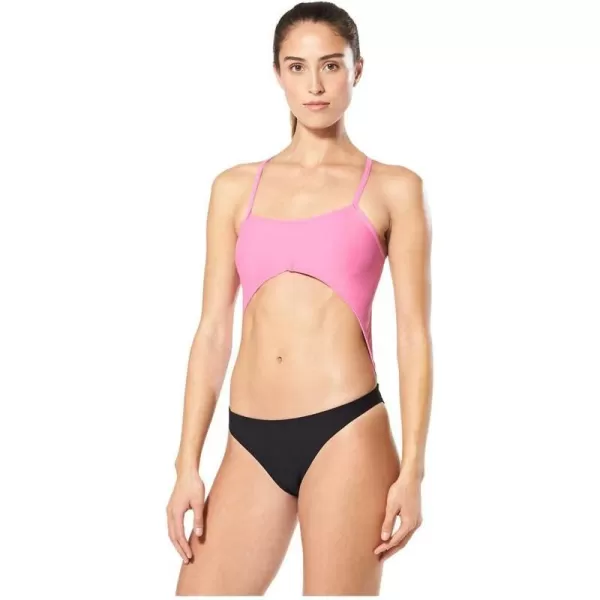 Speedo Womens Swimsuit One Piece Endurance Lite Hero Back Turnz SolidDiscontinuedBlush Pink