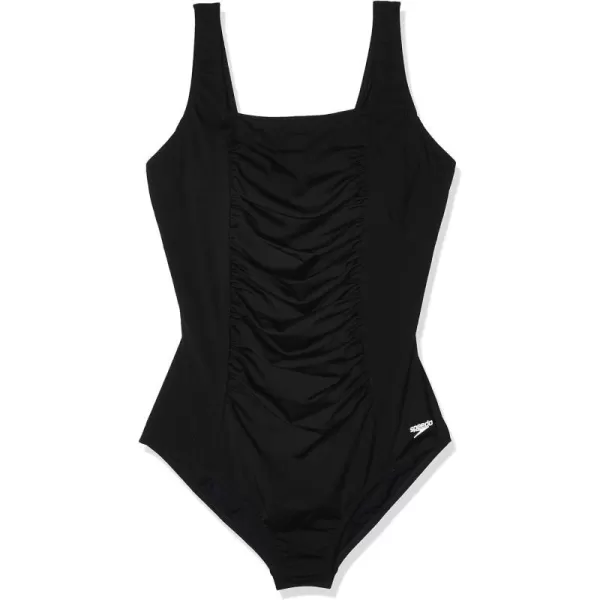 Speedo Womens Swimsuit One Piece Endurance Shirred Tank Moderate Cut New Speedo Black 18Speedo Womens Swimsuit One Piece Endurance Shirred Tank Moderate Cut New Speedo Black 18