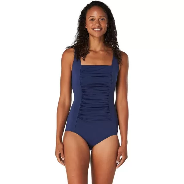 Speedo Womens Swimsuit One Piece Endurance Shirred Tank Moderate CutPeacoat