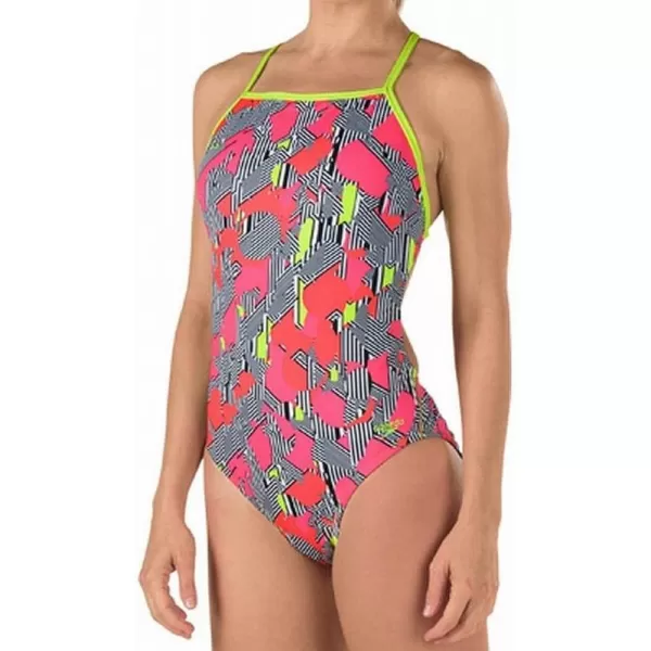 Speedo Womens Swimsuit One Piece Endurance The One Printed Team Colors  DiscontinuedBlackWhite