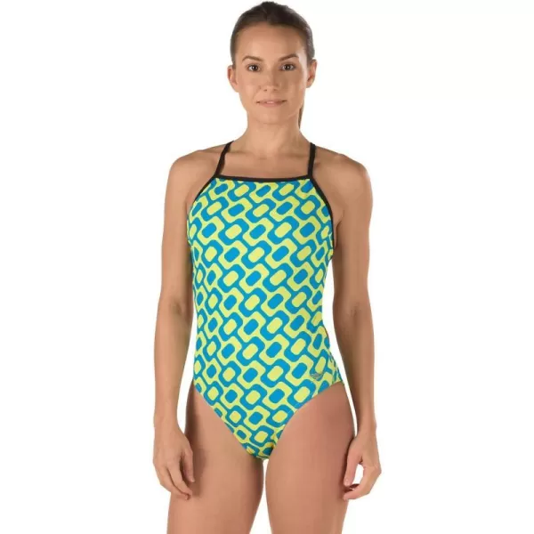 Speedo Womens Swimsuit One Piece Endurance The One Printed Team Colors  DiscontinuedBlue