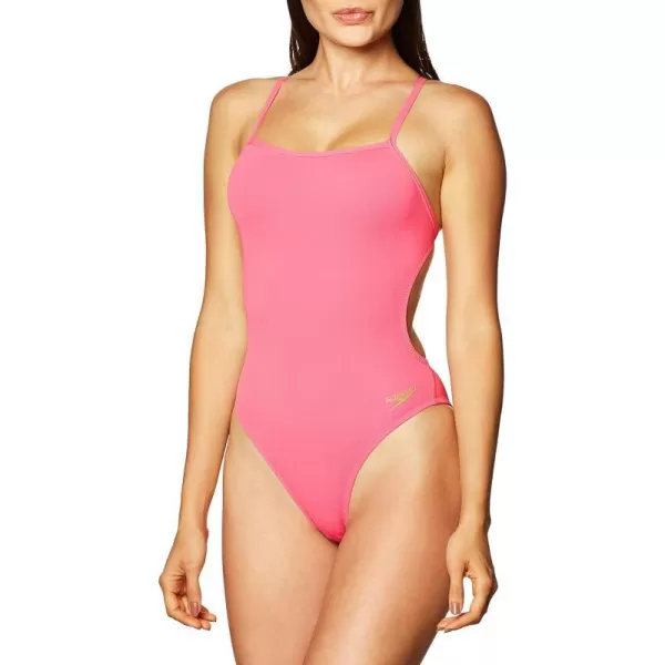 Speedo Womens Swimsuit One Piece Endurance The One Solid Team Colors  DiscontinuedPink Glow