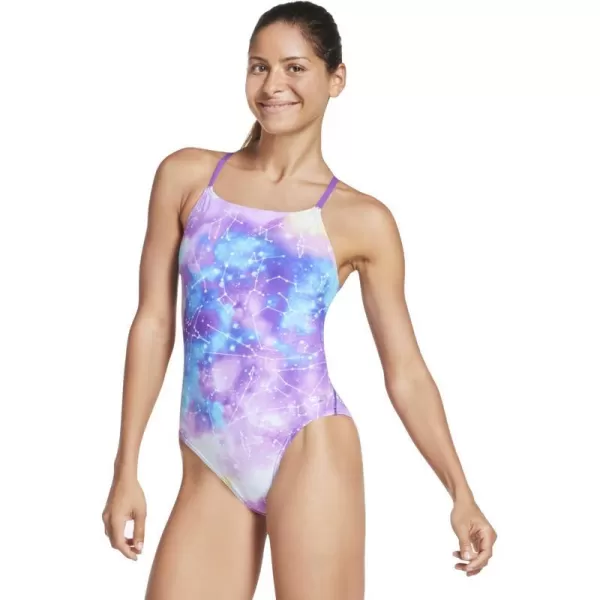 Speedo Womens Swimsuit One Piece Endurance Turnz Tie Back PrintedDeep Ultramarine