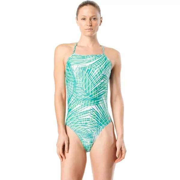 Speedo Womens Swimsuit One Piece Endurance Turnz Tie Back PrintedDiscontinuedRadiant Green