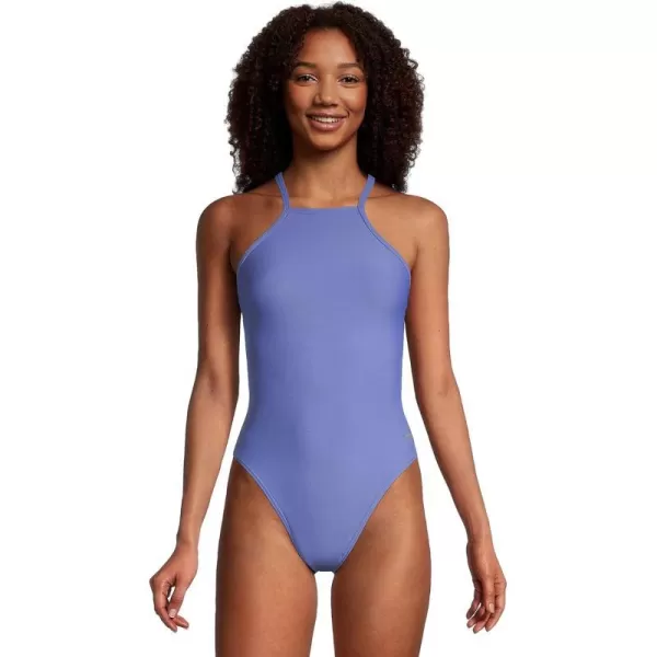 Speedo Womens Swimsuit One Piece Endurance Turnz Tie Back SolidHigh Neck Baja Blue