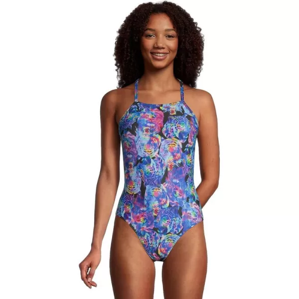 Speedo Womens Swimsuit One Piece Endurance X Back PrintedBaja Blue