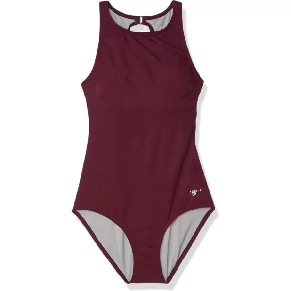 Speedo Womens Swimsuit One Piece High Neck Contemporary CutPotent Purple