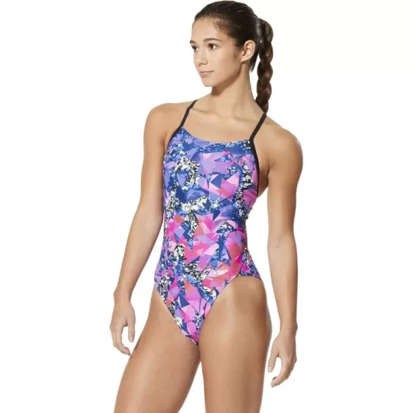 Speedo Womens Swimsuit One Piece PowerFlex Flyback Printed Adult Team Colors  Manufacturer DiscontinuedGeo Pink