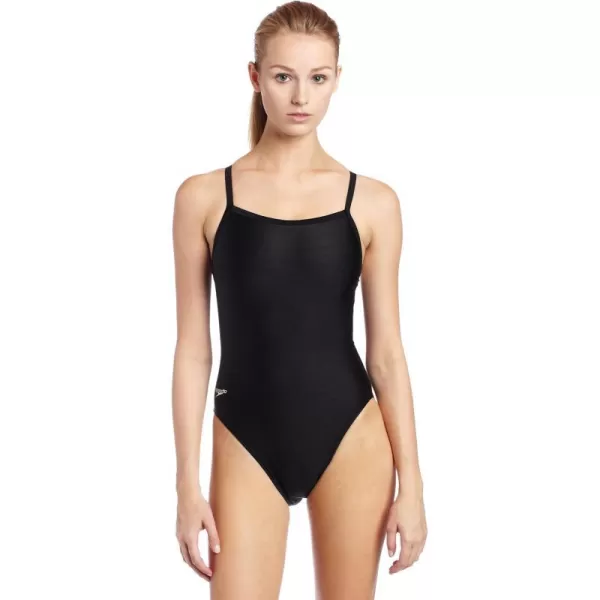 Speedo Womens Swimsuit One Piece Powerflex Flyback Solid Adult Team ColorsDiscontinuedSpeedo Black