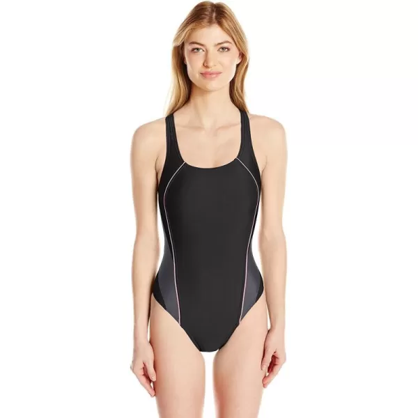 Speedo Womens Swimsuit One Piece Pro LT Drop Back Solid  Manufacturer DiscontinuedBlackPink