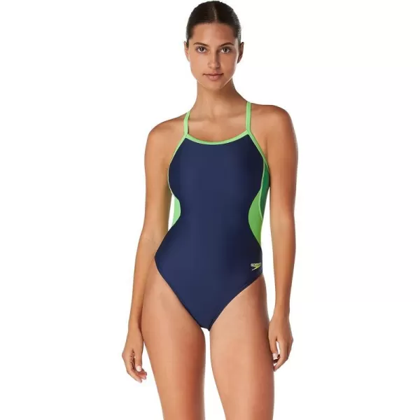 Speedo Womens Swimsuit One Piece Prolt Flyback Solid Adult Team ColorsTeam Navy Bright Green