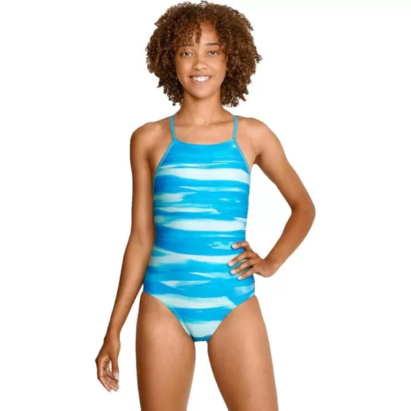 Speedo Womens Swimsuit One Piece Prolt Flyer BackBlended Stripe Enamel Blue