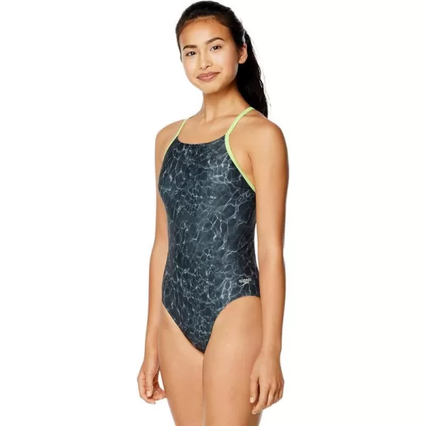 Speedo Womens Swimsuit One Piece Prolt Flyer BackShimmer Pool Black