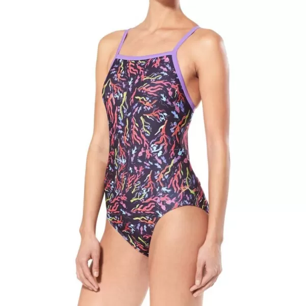 Speedo Womens Swimsuit One Piece Prolt Propel Back PrintedBlackFuchsia