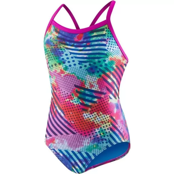 Speedo Womens Swimsuit One Piece Prolt Propel Back PrintedDiscontinuedPinkGreen