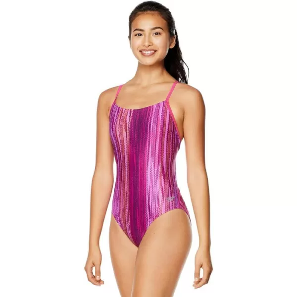 Speedo Womens Swimsuit One Piece Prolt Relay BackCascading Stripe Purple