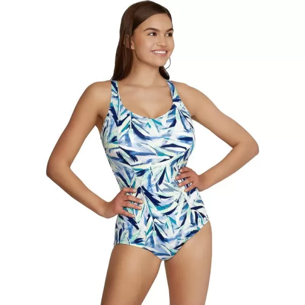 Speedo Womens Swimsuit One Piece Sweetheart Moderate CutWatercolor Bright Cobalt