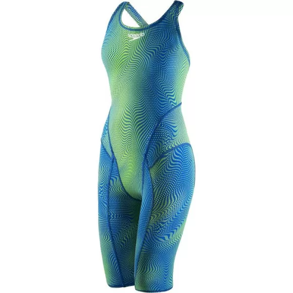 Speedo Womens Swimsuit One Piece Vanquisher Kneeskin Open BackBlueGreen