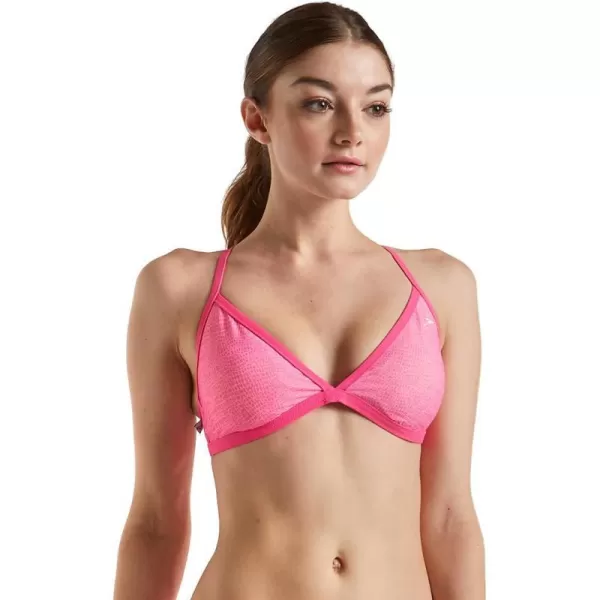 Speedo Womens Swimsuit Top Triangle Bikini Endurance Lite Tie Back PrintDiscontinuedPink