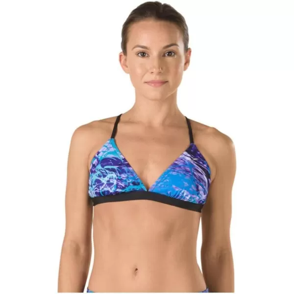 Speedo Womens Swimsuit Top Triangle Bikini Endurance Lite Tie Back PrintDiscontinuedPower Purple