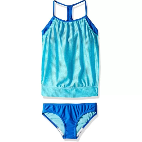 Speedo Womens Swimsuit Two Piece Tankini Mesh Blouse Thin StrapDiscontinuedAzure Aqua