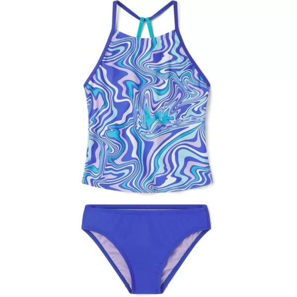 Speedo Womens Swimsuit Two Piece Tankini Thin StrapPurple Hebe