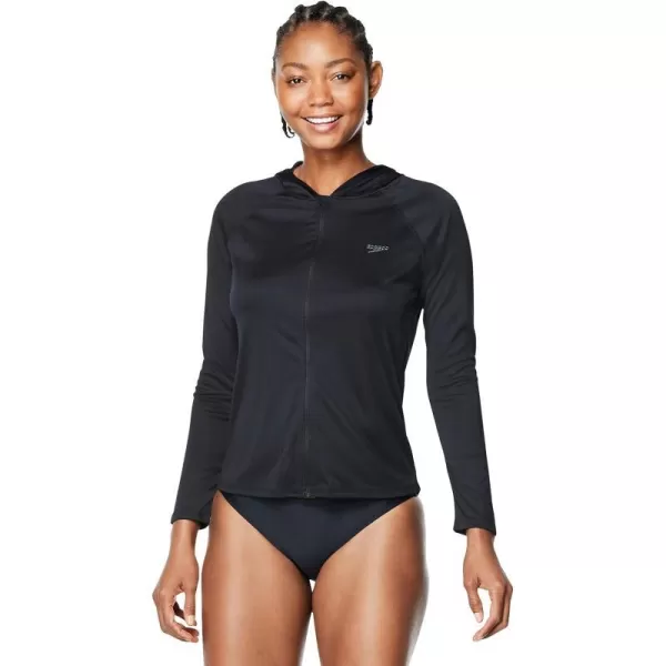 Speedo Womens Uv Cover Up Long Sleeve Hoodie JacketNew Speedo Black