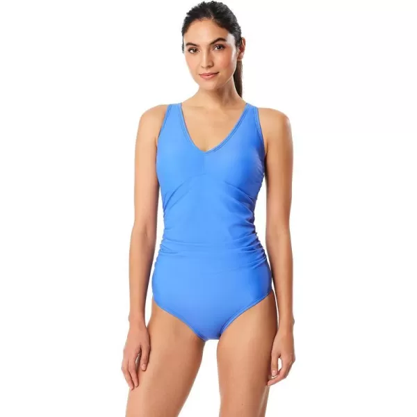 Swimsuit One Piece Powerflex V-neck Solid - Manufacturer Discontinued Iris Blue