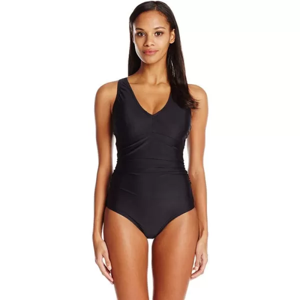 Swimsuit One Piece Powerflex V-neck Solid - Manufacturer Discontinued Speedo Black