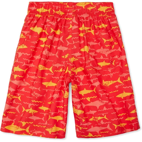 Speedo Boys Swim Trunk Knee Length Boardshort EBoard PrintedSharks Vibrant Orange