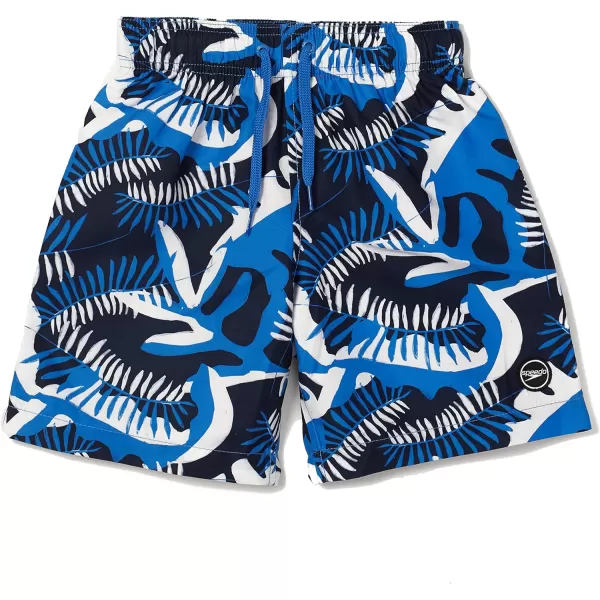 Speedo Boys Swim Trunk Mid Length Redondo PrintedCoral Leaves Palace Blue