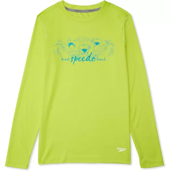 Speedo Boys UV Swim Shirt Long Sleeve Tee GraphicAcid Lime