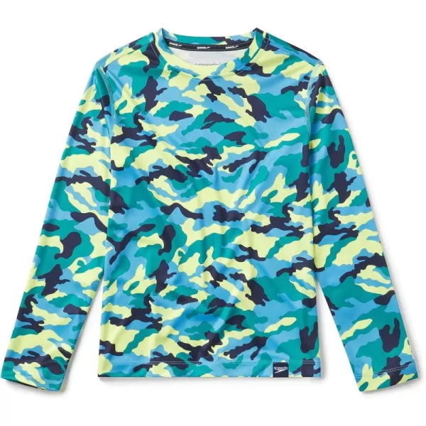 Speedo Boys UV Swim Shirt Long Sleeve Tee GraphicCamo Cover Navigate