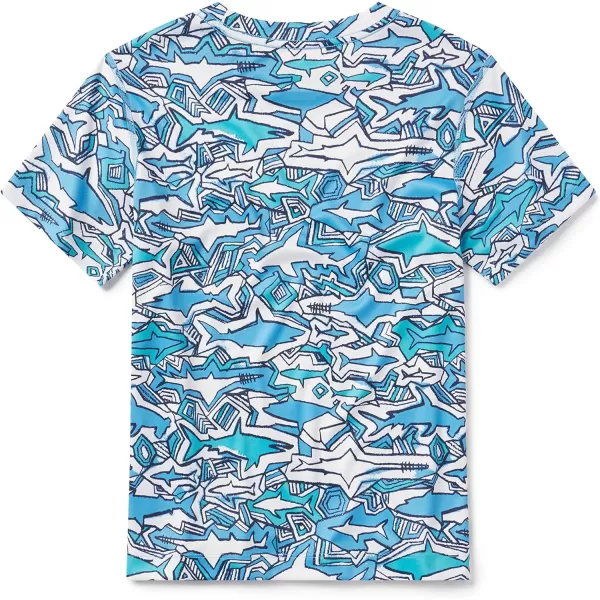 Speedo Boys Uv Swim Shirt Short Sleeve Tee GraphicShark Chalk Scuba Blue