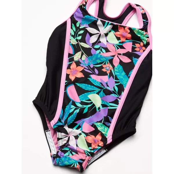 Speedo Girls Swimsuit One Piece Infinity Splice Thick StrapSpeedo Black Floral