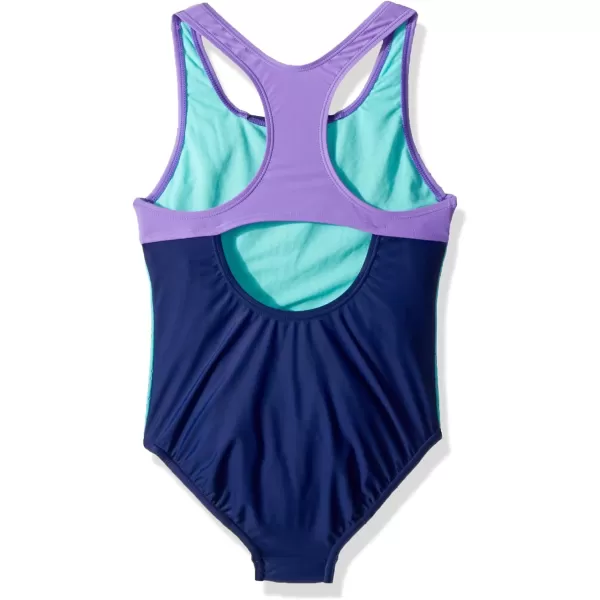 Speedo Girls Swimsuit One Piece Mesh Splice Thick StrapBlue Harmony