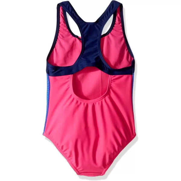 Speedo Girls Swimsuit One Piece Mesh Splice Thick StrapElectric Pink