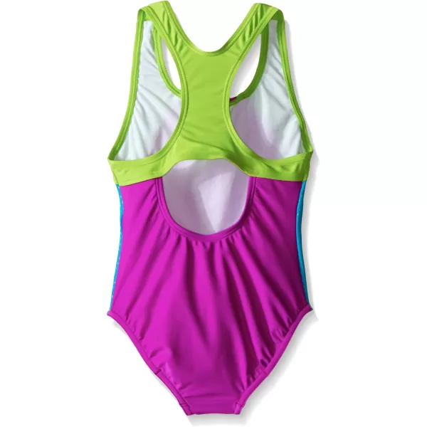 Speedo Girls Swimsuit One Piece Mesh Splice Thick StrapElectric Purple