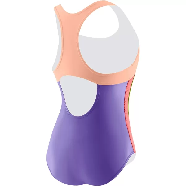 Speedo Girls Swimsuit One Piece Mesh Splice Thick StrapLavender Purple