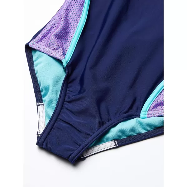Speedo Girls Swimsuit One Piece Mesh Splice Thick StrapSweet Taro