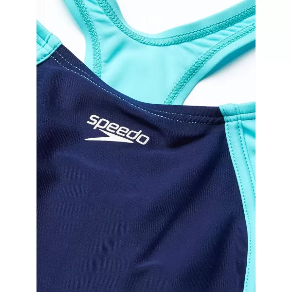 Speedo Girls Swimsuit One Piece Mesh Splice Thick StrapSweet Taro