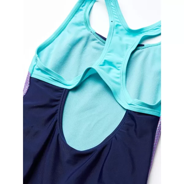 Speedo Girls Swimsuit One Piece Mesh Splice Thick StrapSweet Taro