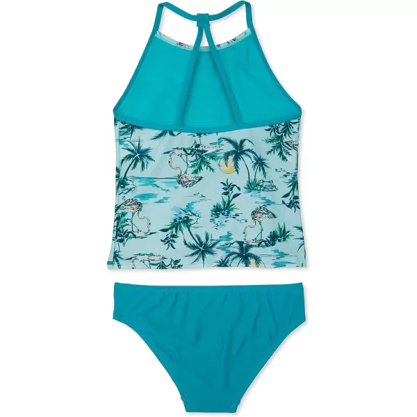 Speedo Girls Swimsuit Two Piece Tankini Thin StrapFlamingo Fever