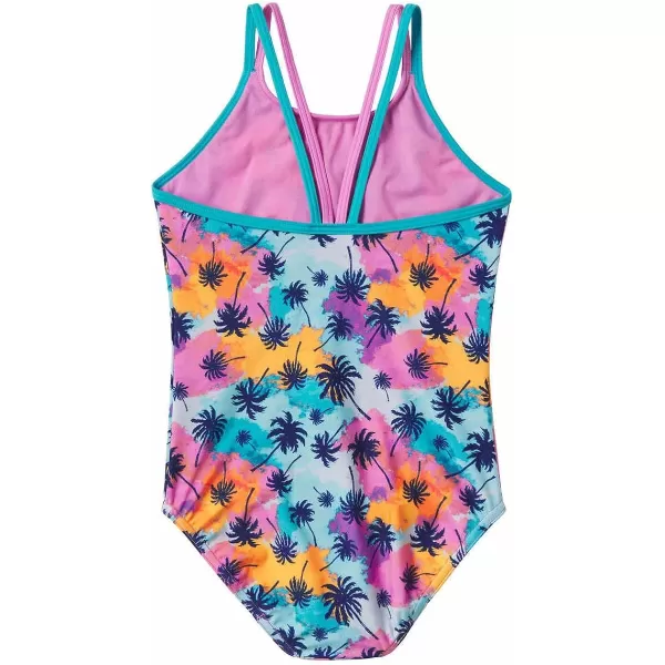 Speedo Girls Thin Strap One Piece SwimsuitMulti Palm