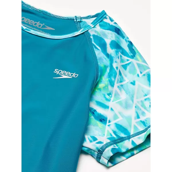 Speedo Girls UV Swim Shirt Short Sleeve Printed RashguardUv Swim Shirt Short Sleeve Printed Rashguard Capri Breeze