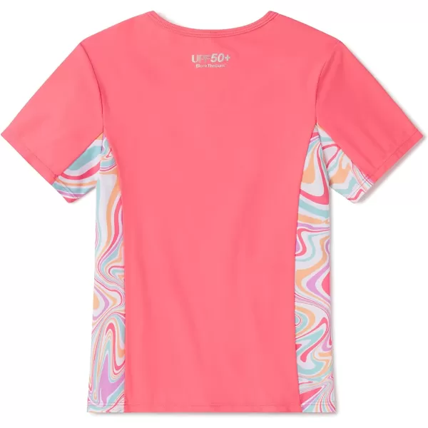 Speedo Girls UV Swim Shirt Short Sleeve Printed RashguardUv Swim Shirt Short Sleeve Printed Rashguard Coral Paradise