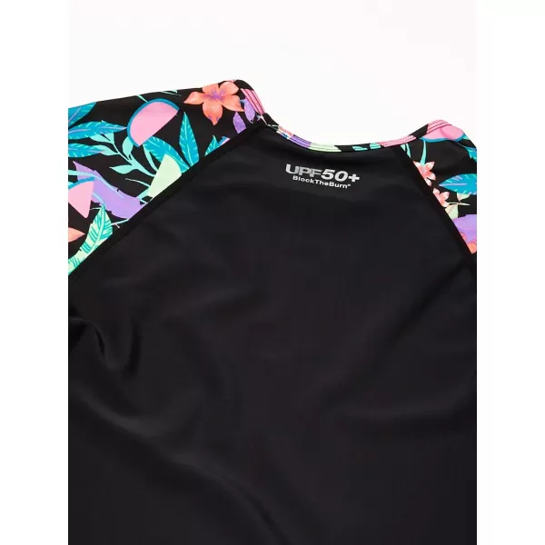 Speedo Girls UV Swim Shirt Short Sleeve Printed RashguardUv Swim Shirt Short Sleeve Printed Rashguard Multi Black