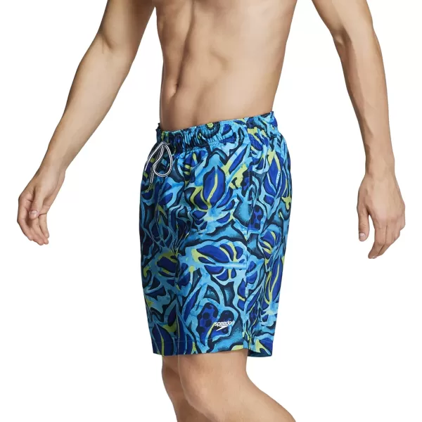 Speedo Mens Swim Trunk Mid Length Redondo FloralCapri Breeze Blue