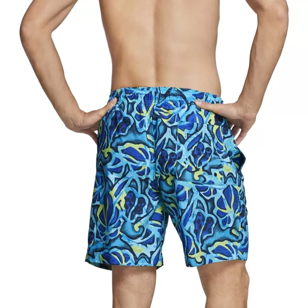 Speedo Mens Swim Trunk Mid Length Redondo FloralCapri Breeze Blue