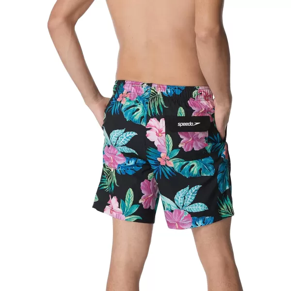 Speedo Mens Swim Trunk Mid Length Redondo FloralFine Anthracite